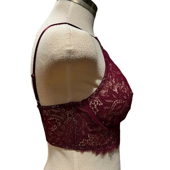 Victoria's Secret High Neck Plunge Bra Burgundy Size 34D - Picture 6 of 10